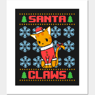 Santa Claws Ugly Christmas Sweater Posters and Art